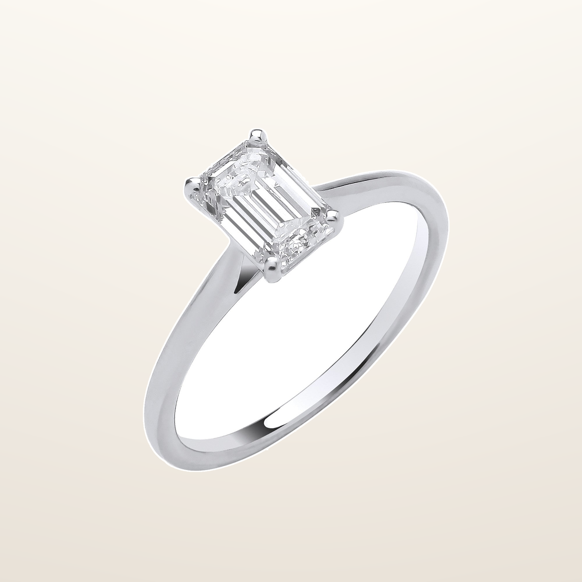 18ct White Gold 1.00ctw Emerald Cut LAB GROWN Diamond Ring IGI Certified – Imperial Time studio view