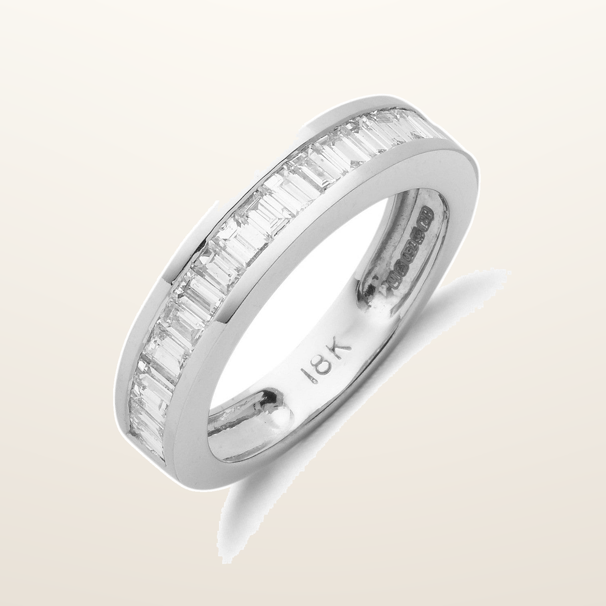 18ct White Gold 1.00ctw Half ET Baguette Cut Diamond Eternity Ring – Imperial Time studio view