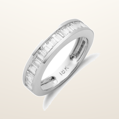 18ct White Gold 1.00ctw Half ET Baguette Cut Diamond Eternity Ring – Imperial Time studio view