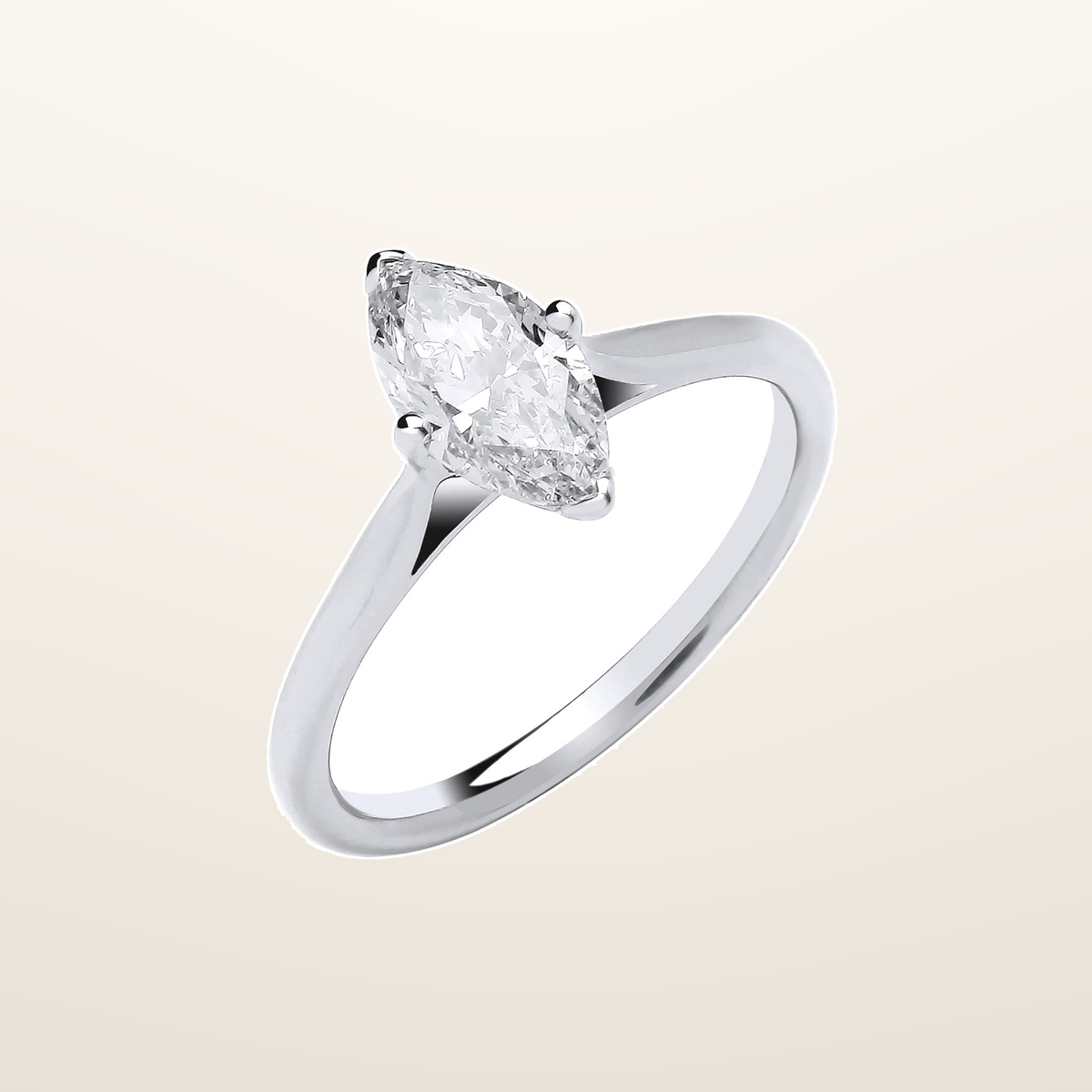 18ct White Gold 1.00ctw Marquise Cut LAB GROWN Diamond Ring IGI Certified – Imperial Time studio view
