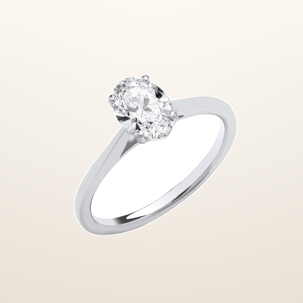 18ct White Gold 1.00ctw Oval Cut LAB GROWN Diamond Ring IGI Certified – Imperial Time studio view
