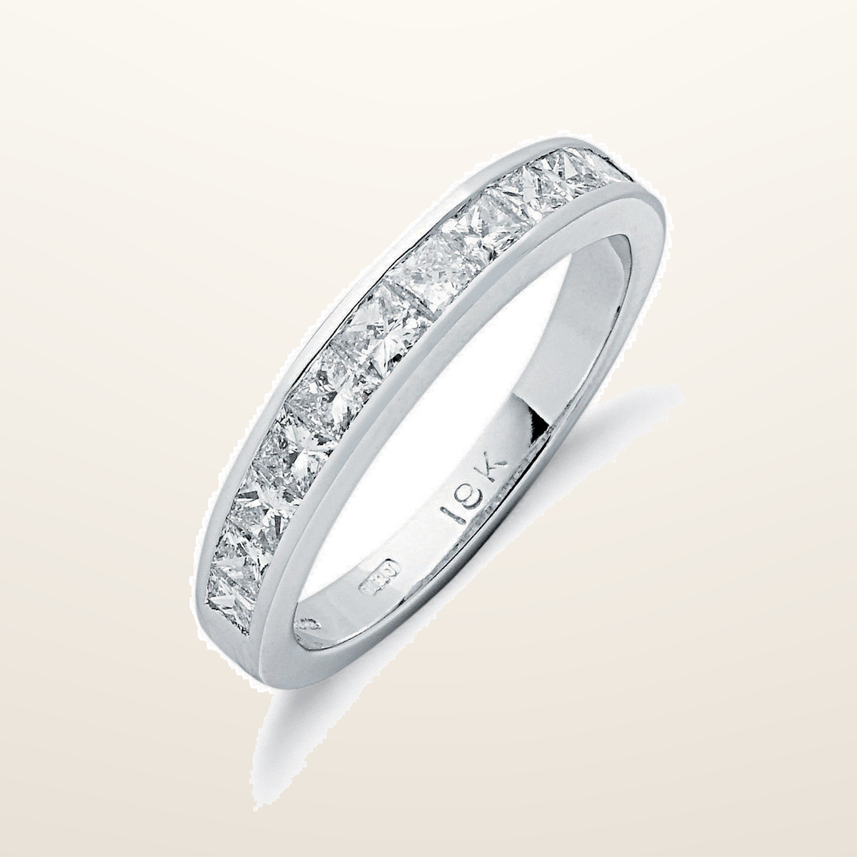 18ct White Gold 1.00ctw Princess Cut Diamond Eternity Ring – Imperial Time studio view