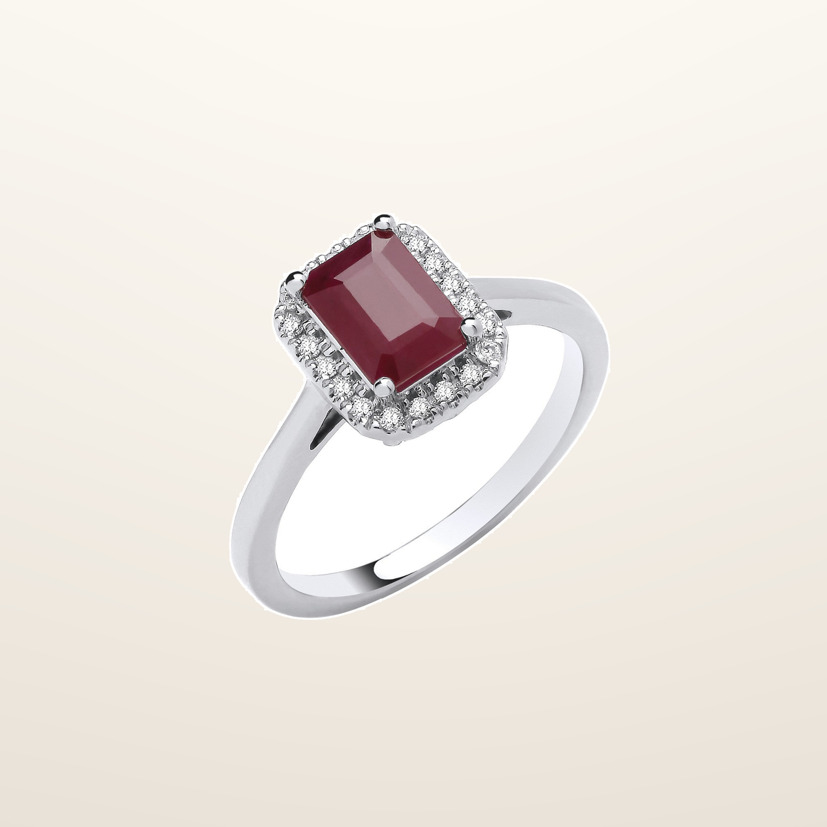 18ct White gold 1.30ct Ruby and 0.12ct Diamond Ring – Imperial Time studio view