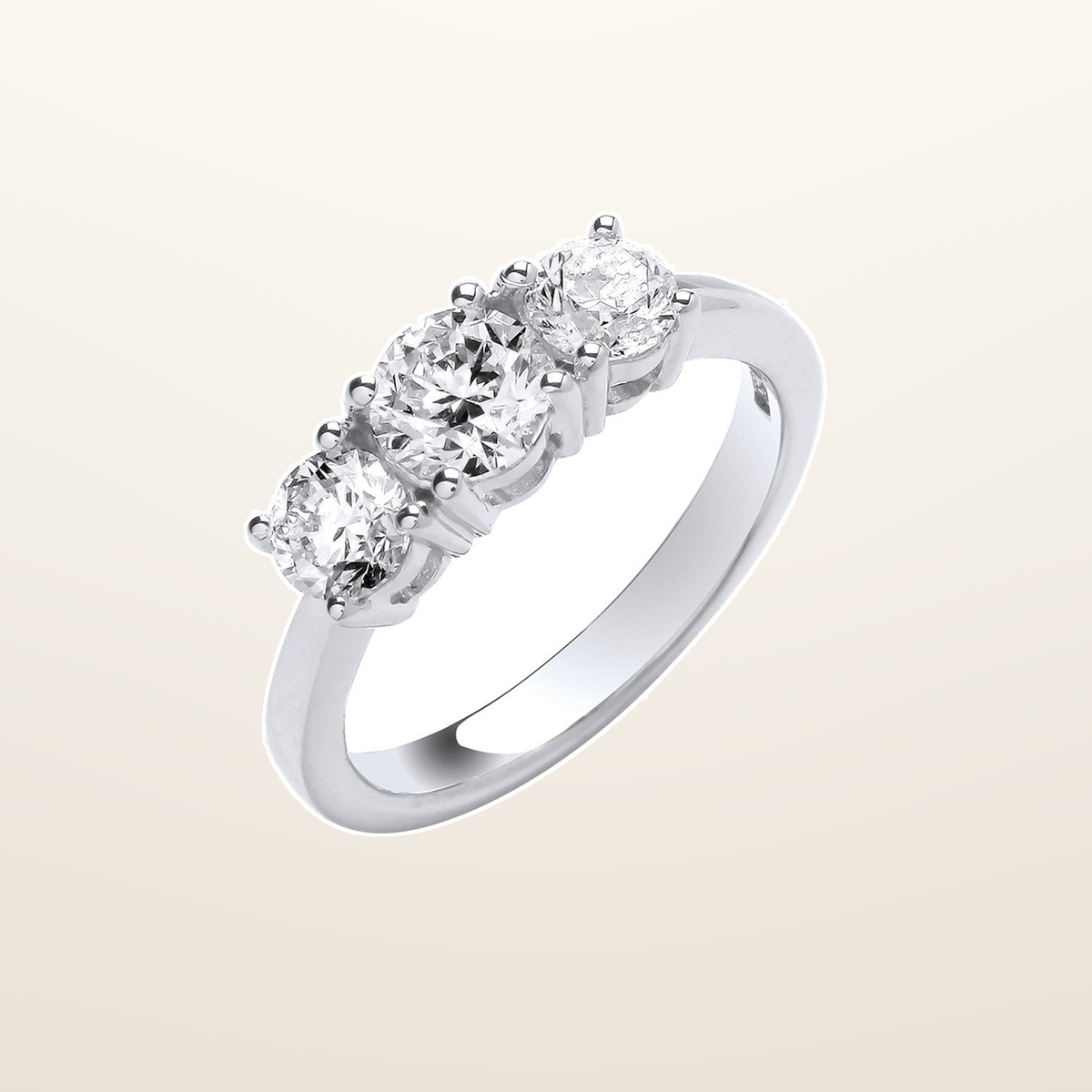 18ct White Gold 1.50ct Diamond Trilogy Ring – Imperial Time studio view