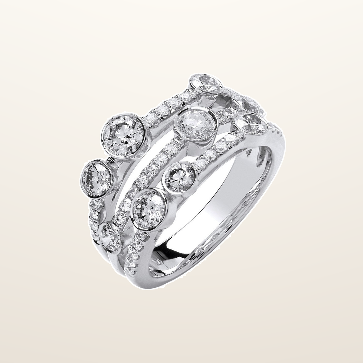 18ct White Gold 1.70ct GH-SI Diamond Dress Ring – Imperial Time studio view