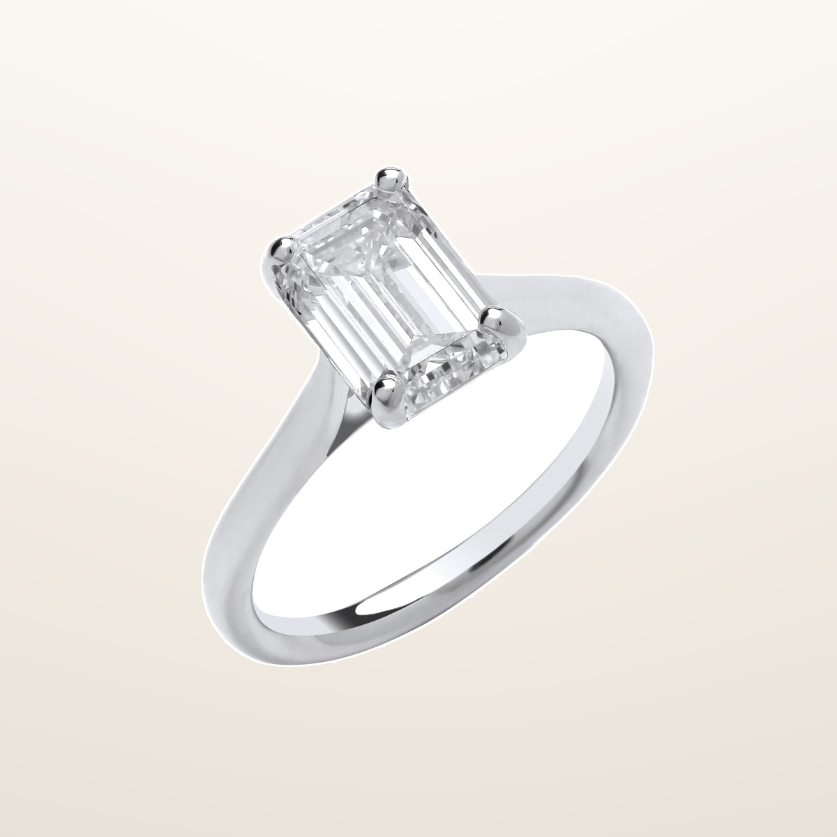 18ct White Gold 2.00ctw Emerald Cut LAB GROWN Diamond Ring IGI Certified – Imperial Time studio view