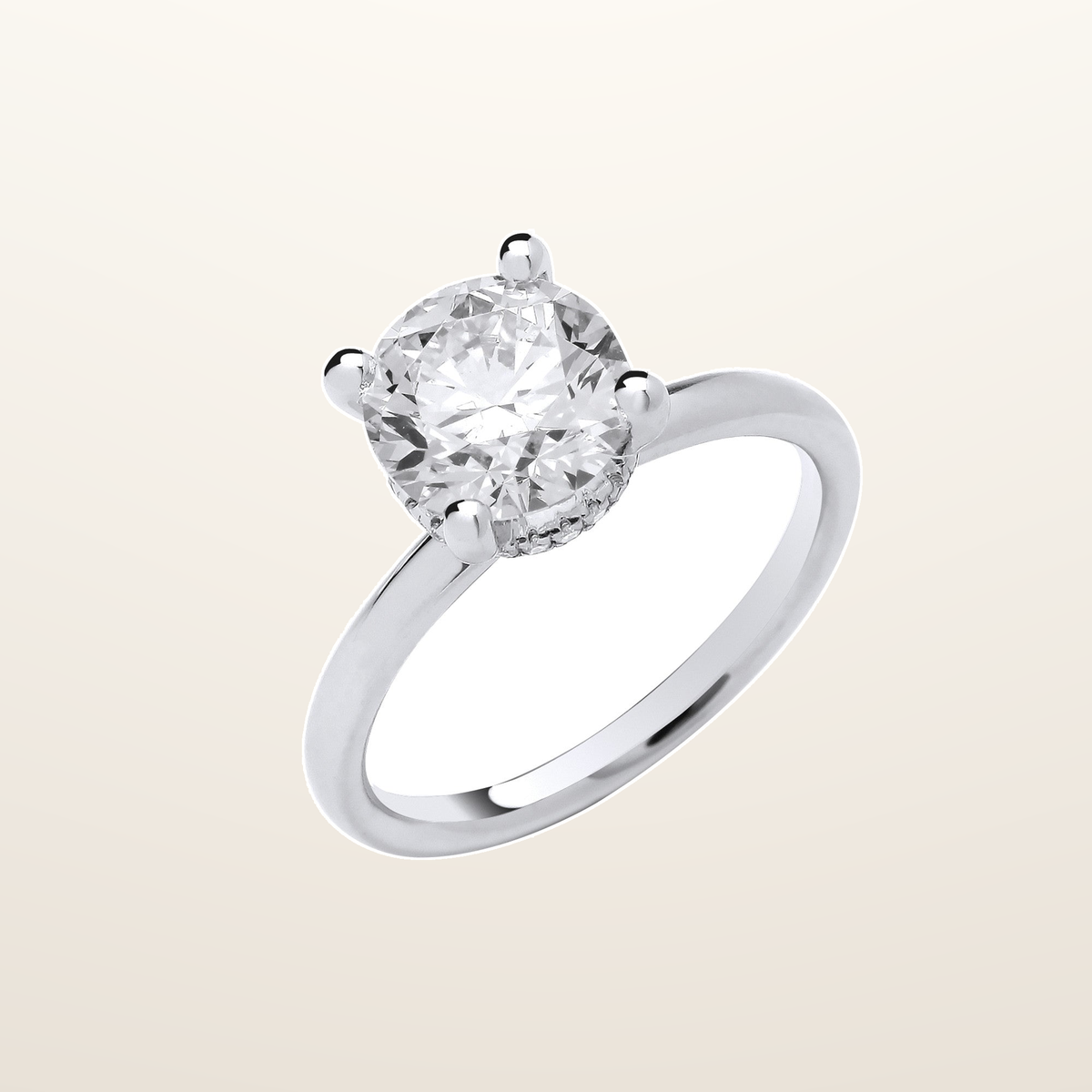 18ct White Gold 2.07ctw Solitaire LAB GROWN Hidden Halo Diamond Ring IGI Certified – Imperial Time studio view