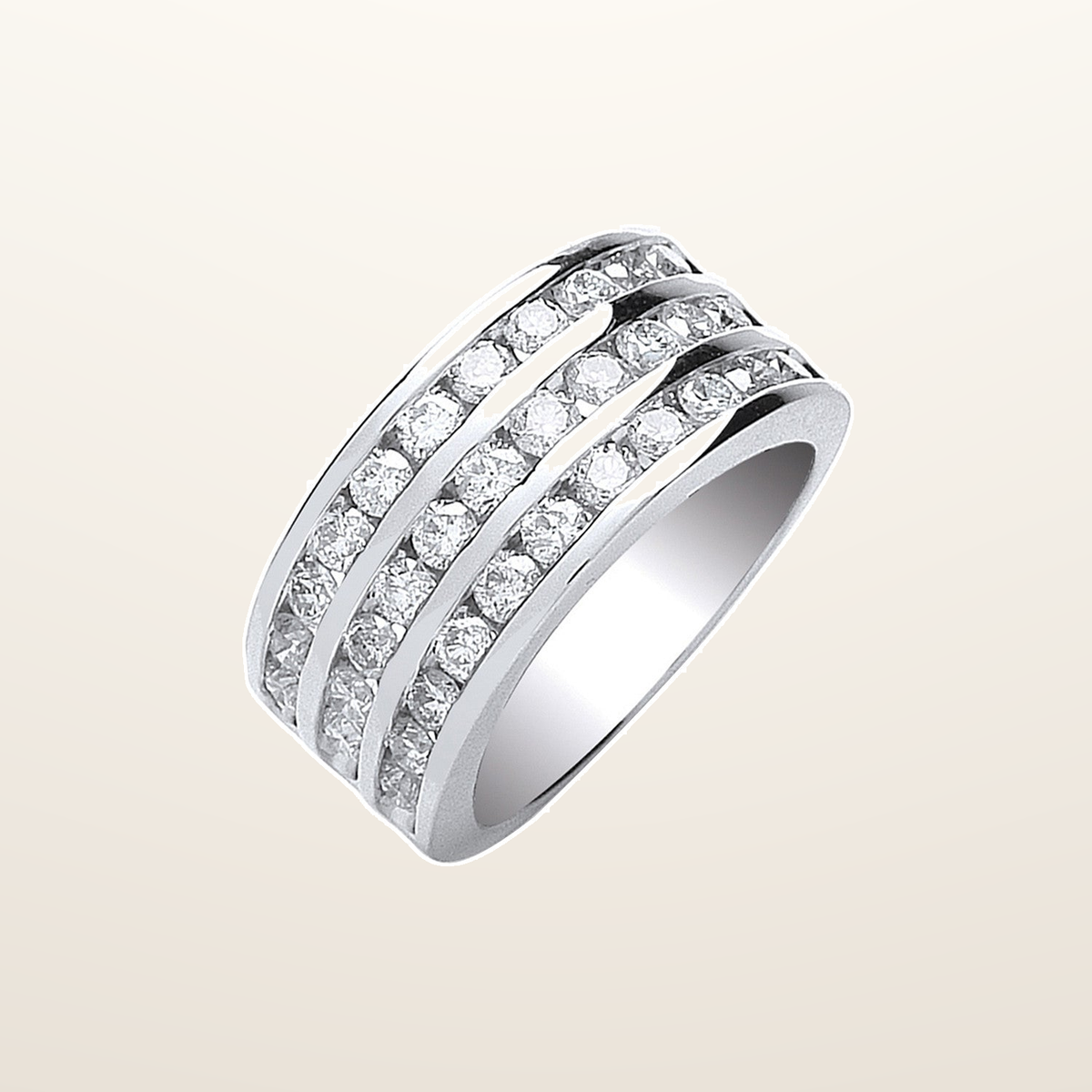 18ct White Gold 3 Rows D.1.50ctw Diamond Ring – Imperial Time studio view