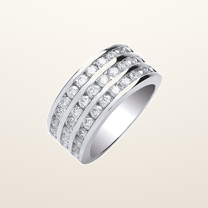 18ct White Gold 3 Rows D.1.50ctw Diamond Ring – Imperial Time studio view