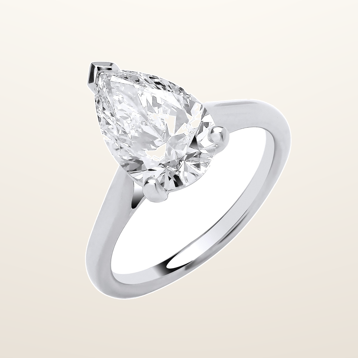 18ct White Gold 3.00ctw Pear Cut LAB GROWN Diamond Ring IGI Certified – Imperial Time studio view