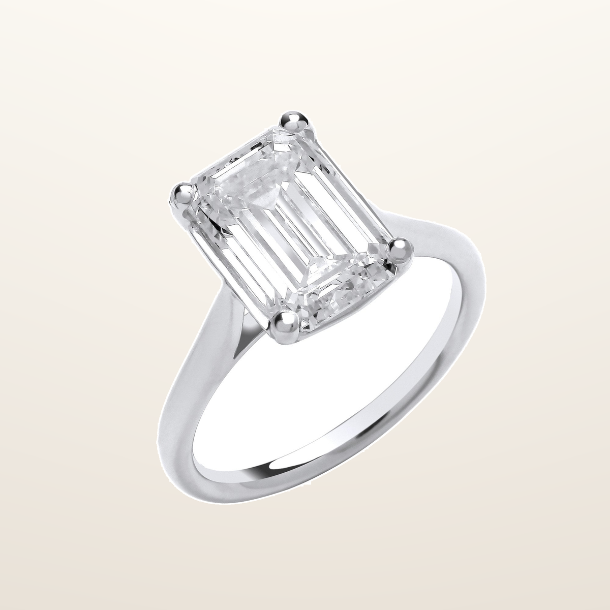 18ct White Gold 4.00ctw Emerald Cut LAB GROWN Diamond Ring IGI Certified – Imperial Time studio view