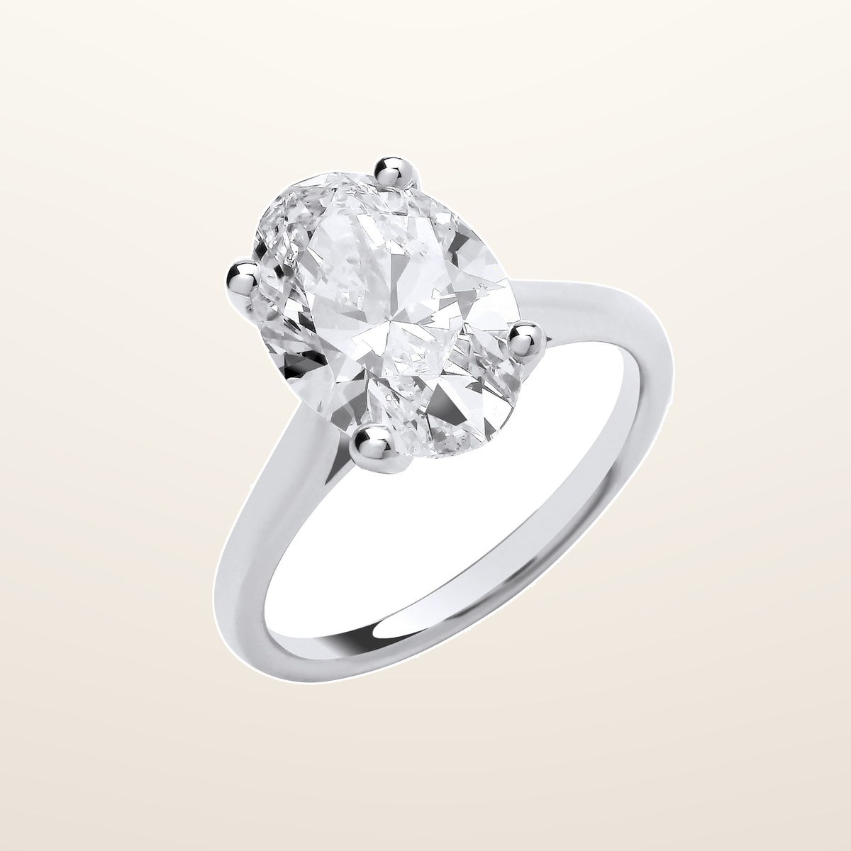 18ct White Gold 4.00ctw Oval Cut LAB GROWN Diamond Ring IGI Certified – Imperial Time studio view