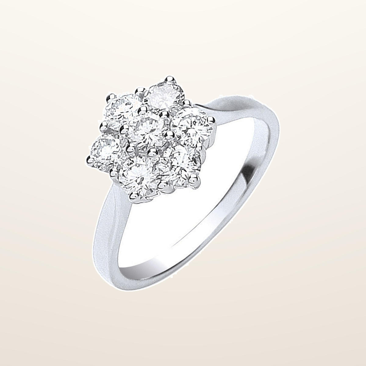 18ct White Gold 7 Stones D.1.00ctw Cluster Diamond Ring – Imperial Time studio view