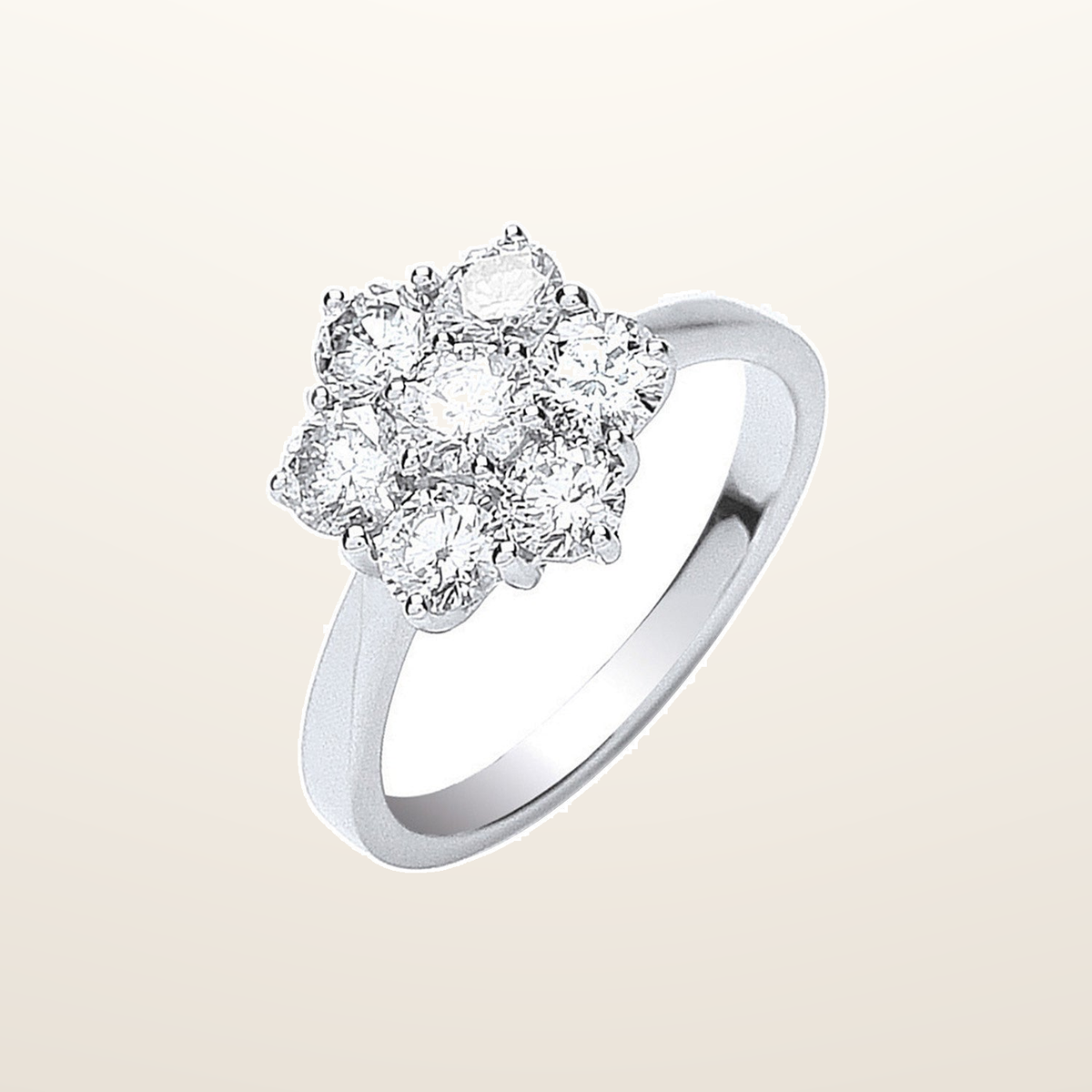 18ct White Gold 7 Stones D.1.50ctw Cluster Diamond Ring – Imperial Time studio view