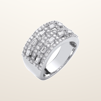 IT_ROLE:studio_clean | 18ct White Gold Baguettes & Rd 1.00ctw Diamond Dress Ring
