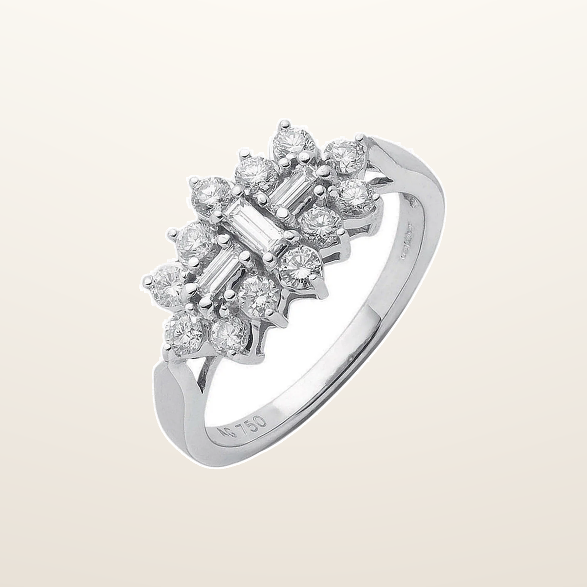 IT_ROLE:studio_clean | 18ct White Gold D.1.00ctw Diamond Boat/Cluster Ring