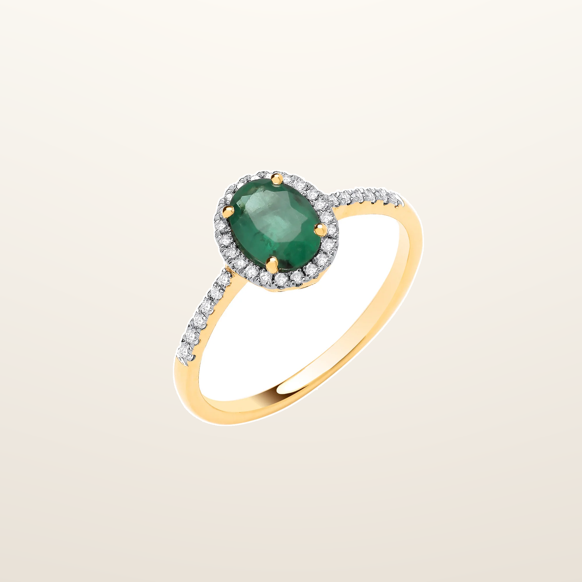 IT_ROLE:studio_clean | 18ct Yellow Gold 0.12ctw Diamond & 0.68ctw Emerald Ring