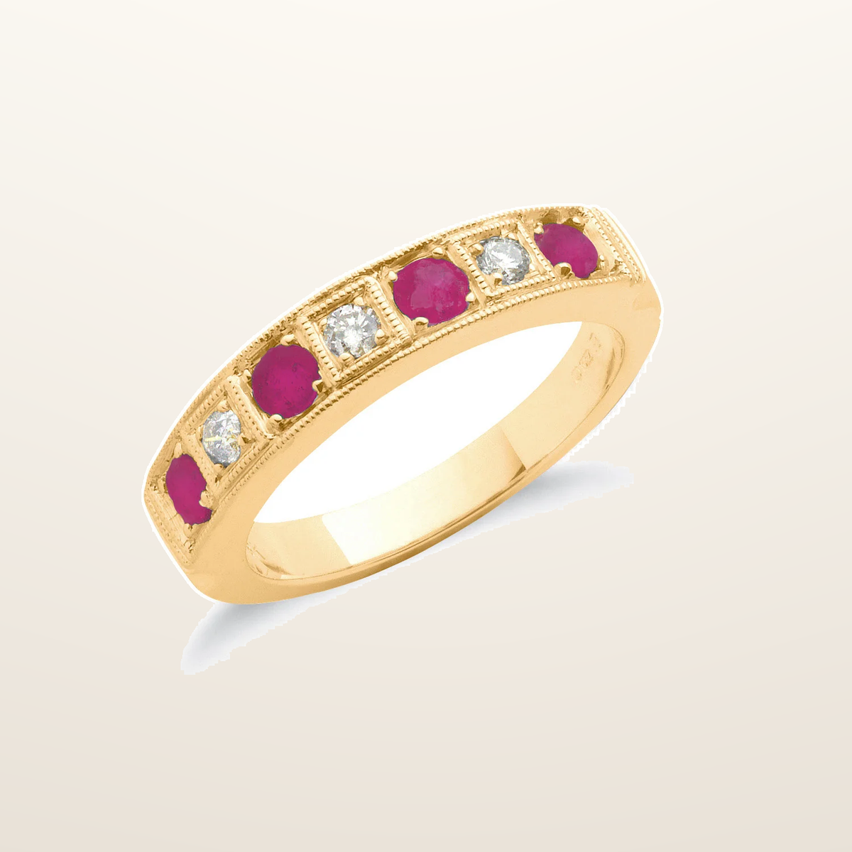 IT_ROLE:studio_clean | 18ct Yellow Gold 0.15ct Diamond & 0.80ct Ruby Eternity Ring