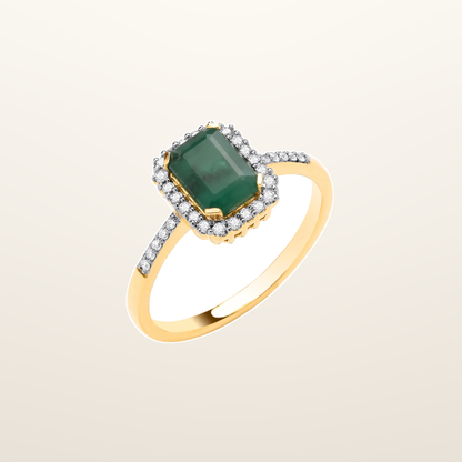 IT_ROLE:studio_clean | 18ct Yellow Gold 0.16ctw Diamond & 1.03ctw Emerald Ring
