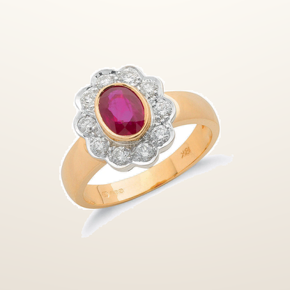 IT_ROLE:studio_clean | 18ct Yellow Gold 0.35ct Diamond & 0.80ct Ruby Cluster Ring