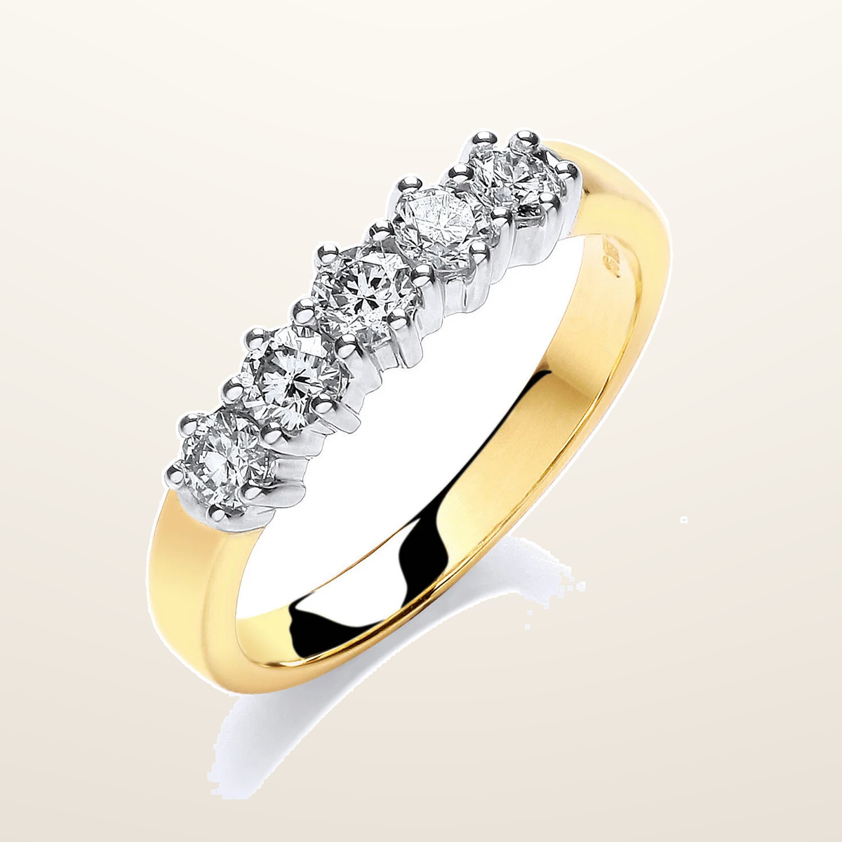 IT_ROLE:studio_clean | 18ct Yellow Gold 0.50ctw 5 Stone Diamond Eternity Ring