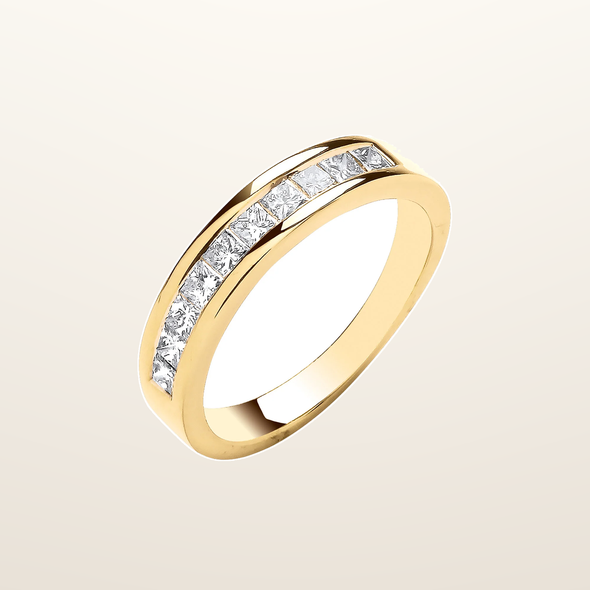 IT_ROLE:studio_clean | 18ct Yellow Gold 0.50ctw Princess Cut Diamond Eternity Ring
