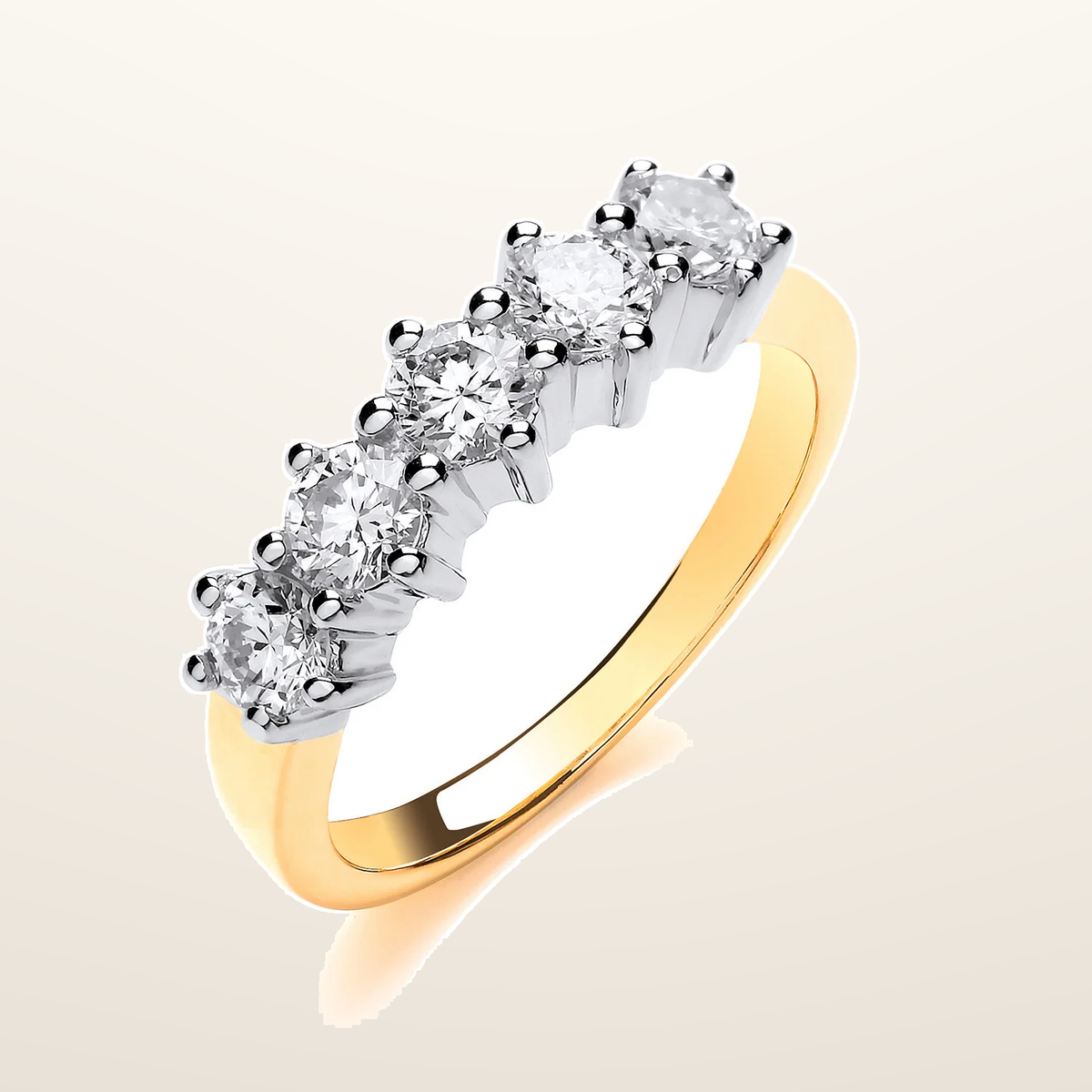IT_ROLE:studio_clean | 18ct Yellow Gold 1.00ctw 5 Stone Diamond Eternity Ring