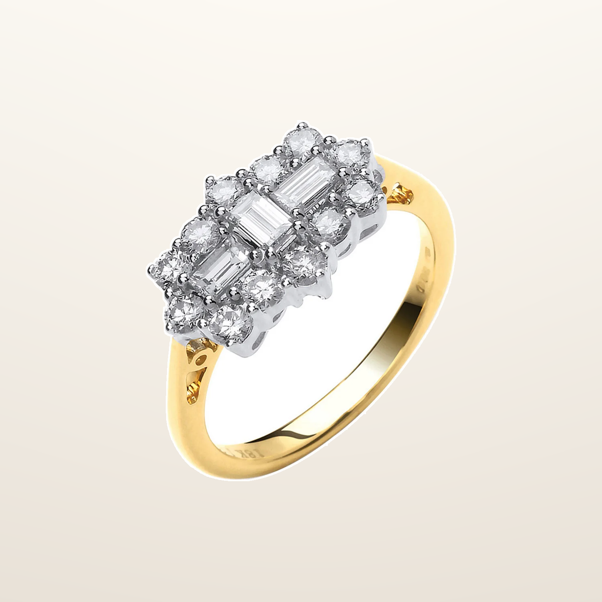 IT_ROLE:studio_clean | 18ct Yellow Gold 1.00ctw Diamond Boat/Cluster Ring