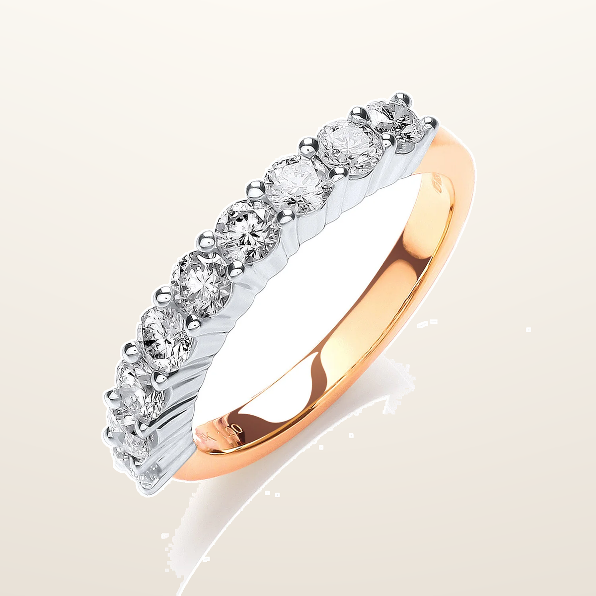 IT_ROLE:studio_clean | 18ct Yellow Gold 1.00ctw Diamond Half Eternity Ring