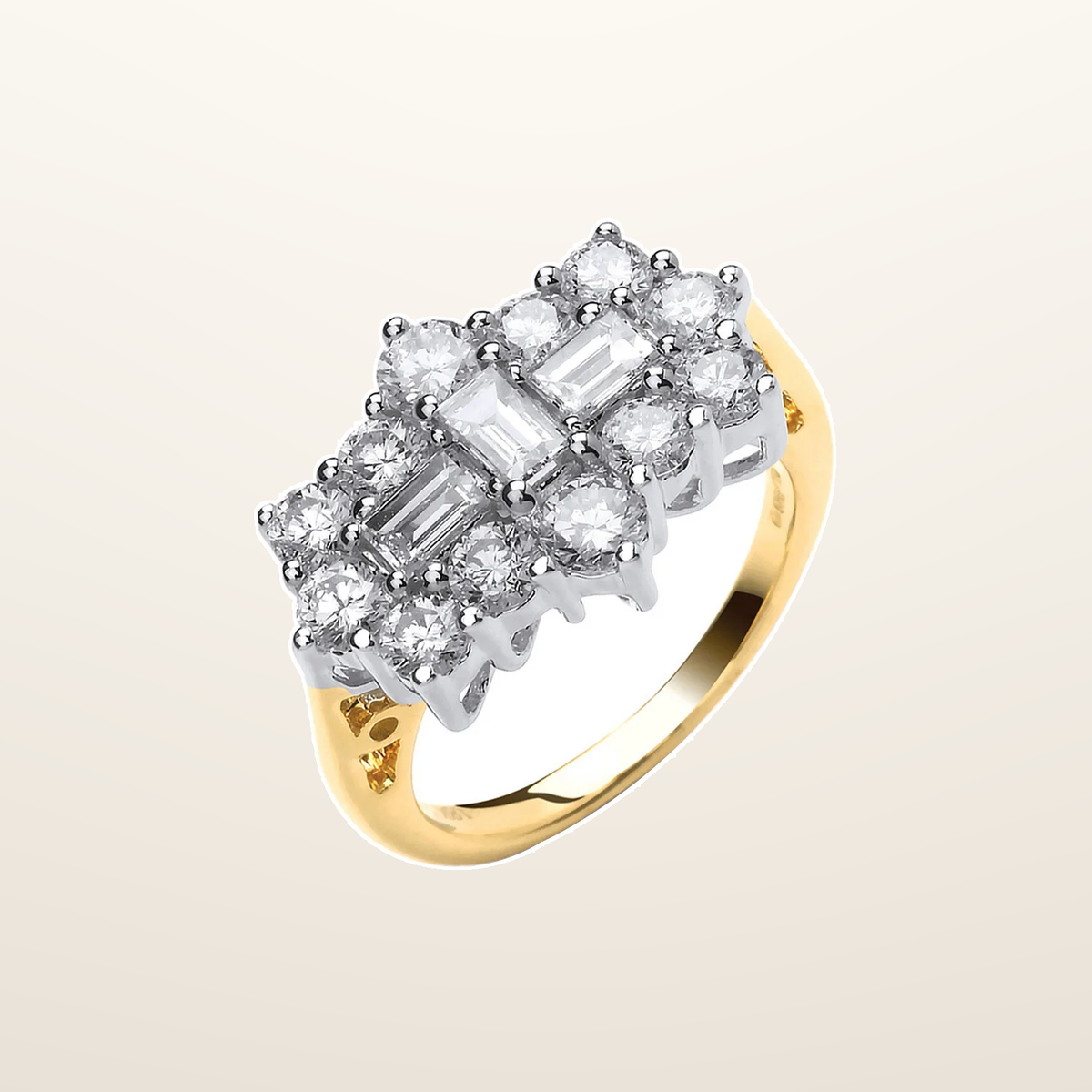 IT_ROLE:studio_clean | 18ct Yellow Gold 2.00ctw Diamond Boat/Cluster Ring