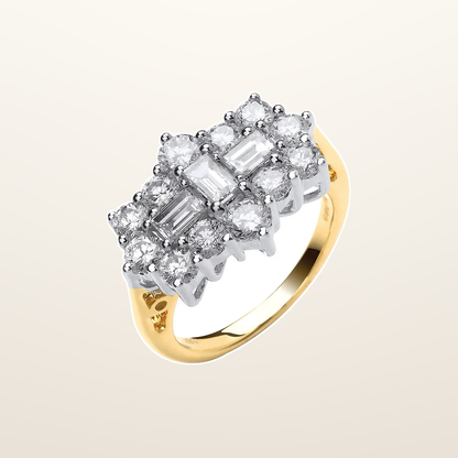IT_ROLE:studio_clean | 18ct Yellow Gold 2.00ctw Diamond Boat/Cluster Ring
