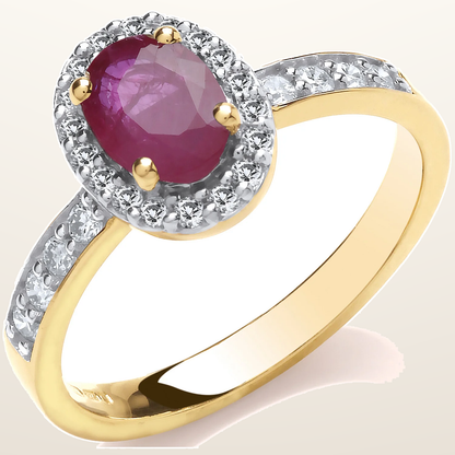 IT_ROLE:studio_clean | 9ct 0.30ct Diamond & Oval Ruby yellow Gold Ring