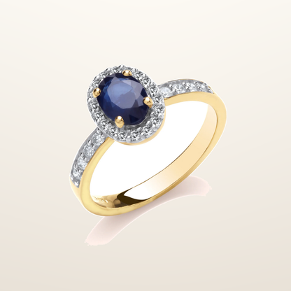 IT_ROLE:studio_clean | 9ct 0.30ct Diamond & Oval Sapphire yellow Gold Ring