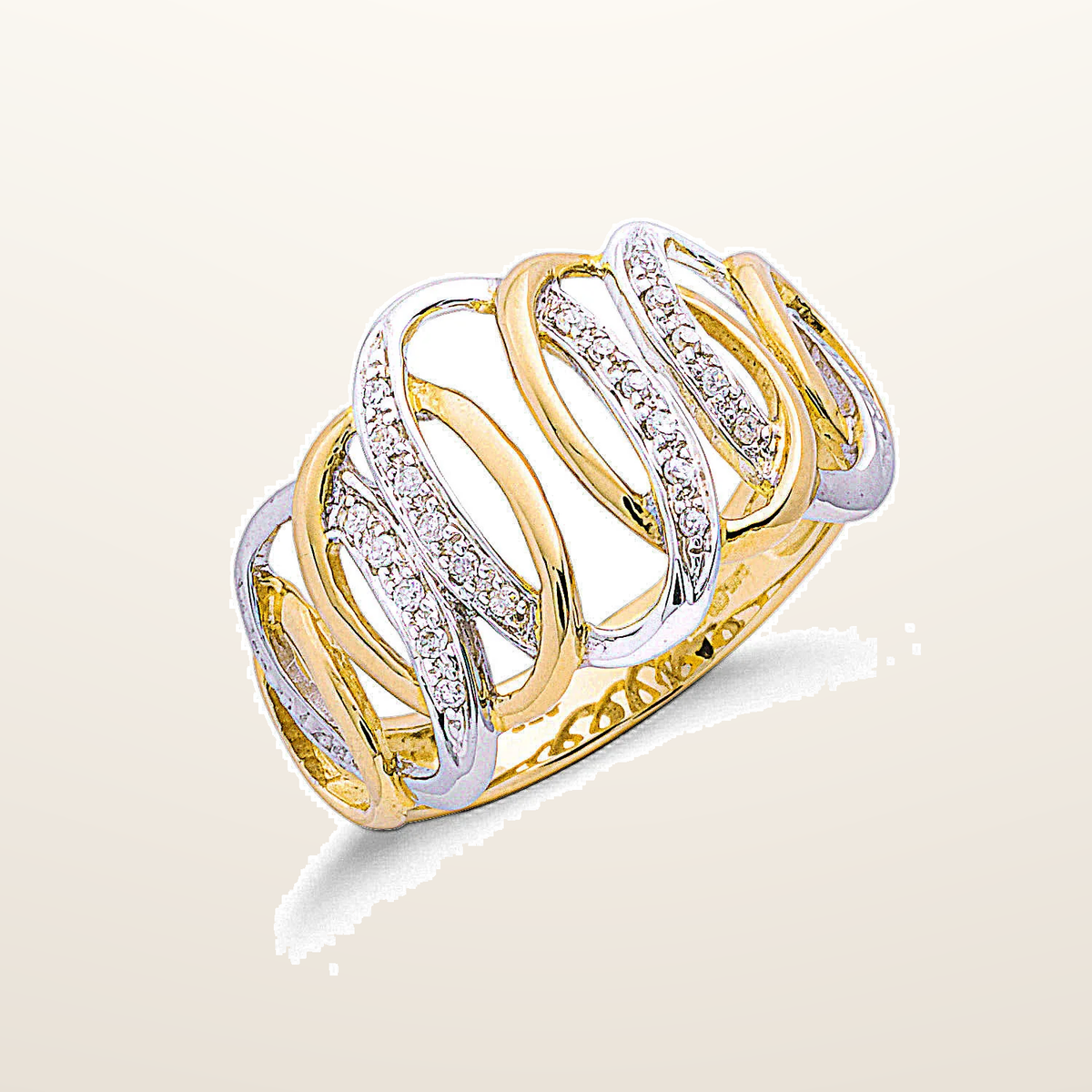 IT_ROLE:studio_clean | 9ct Two Colour Gold 0.10ctw Diamond Ring