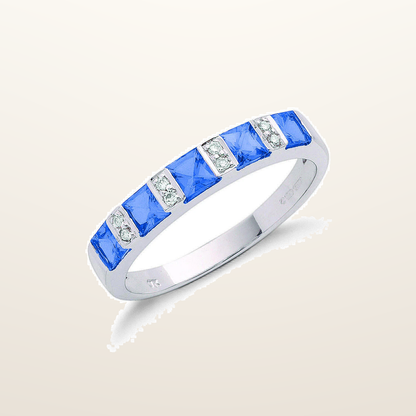 IT_ROLE:studio_clean | 9ct White Gold 0.03ct Diamond & 0.90ct Tanzanite Eternity Ring