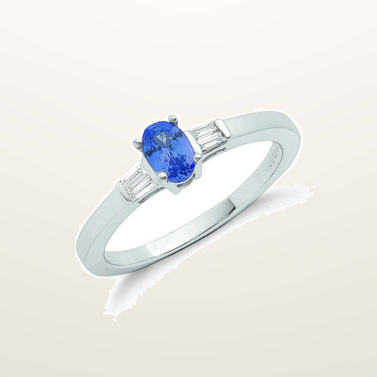 IT_ROLE:studio_clean | 9ct White Gold 0.11ct Diamond Baguette & 0.48ct Tanzanite Ring
