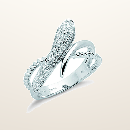 IT_ROLE:studio_clean | 9ct White Gold 0.15ct Diamond Snake Ring