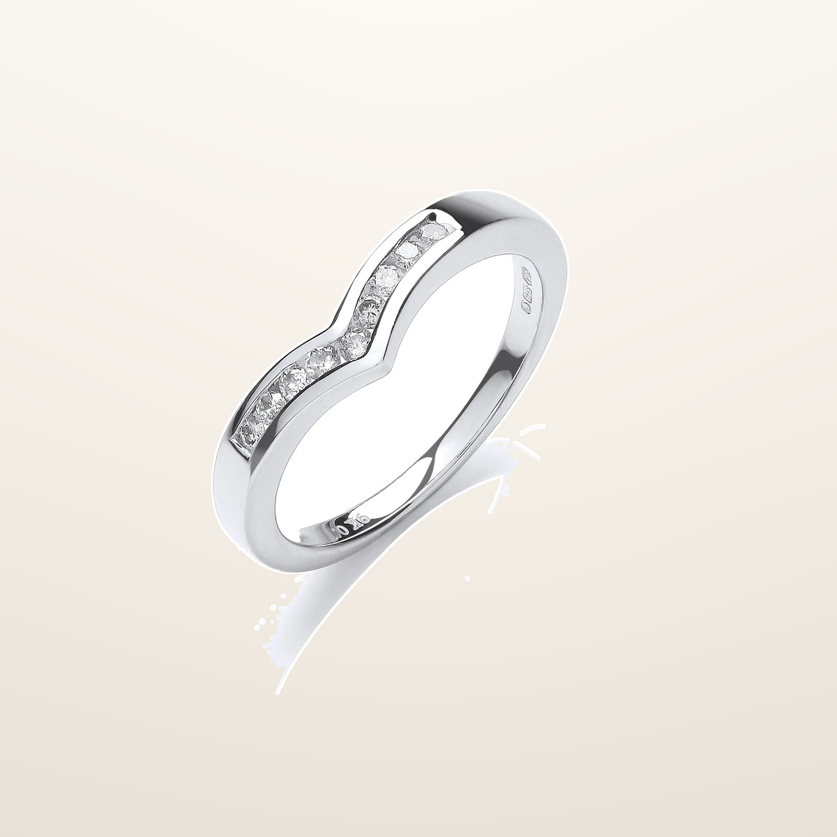 IT_ROLE:studio_clean | 9ct White Gold 0.15ct Diamond Wishbone Ring