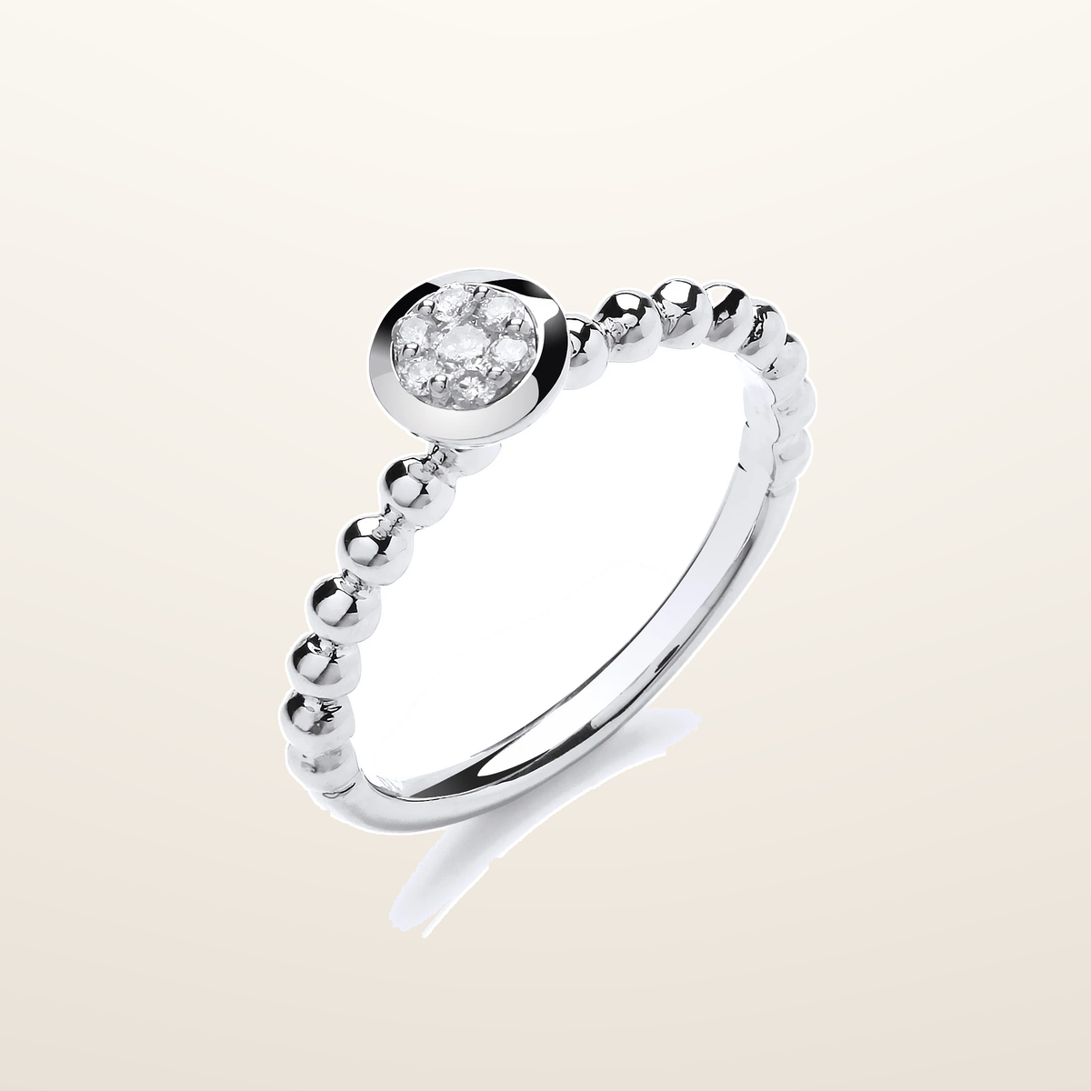 IT_ROLE:studio_clean | 9ct White Gold 0.10ct Fancy Beaded Shank Ring