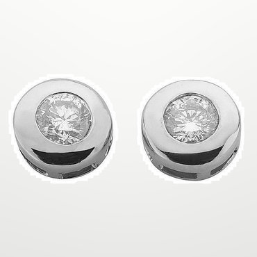 9ct White Gold 0.20ct Rubover Set Diamond Stud Earrings – studio view – Imperial Time