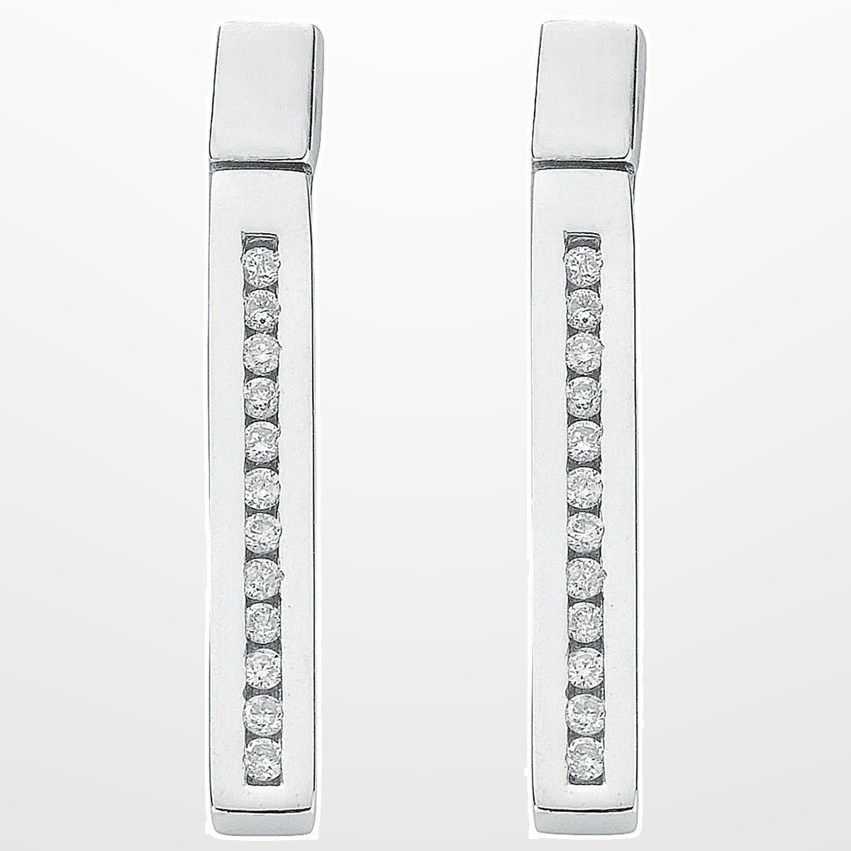 9ct White Gold 0.21ct Diamond Drop Earrings – studio view – Imperial Time