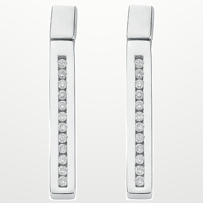 9ct White Gold 0.21ct Diamond Drop Earrings – studio view – Imperial Time