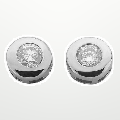 9ct White Gold 0.30ctw Rubover Set Diamond Stud Earrings – studio view – Imperial Time