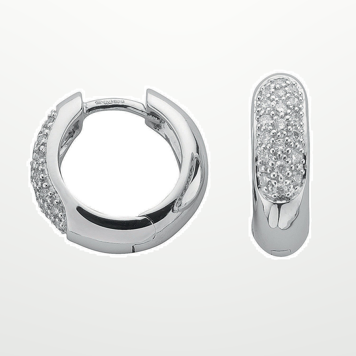 9ct White Gold 0.50ct Diamond Earrings – studio view – Imperial Time