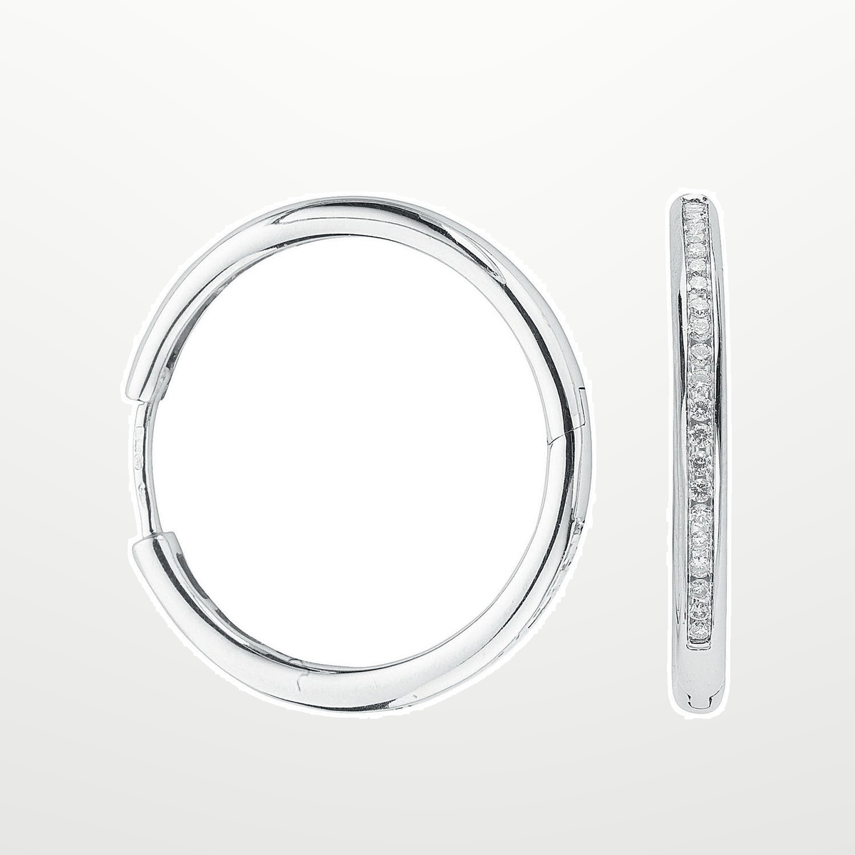 9ct White Gold 0.50ct Diamond Hoop Earrings – studio view – Imperial Time