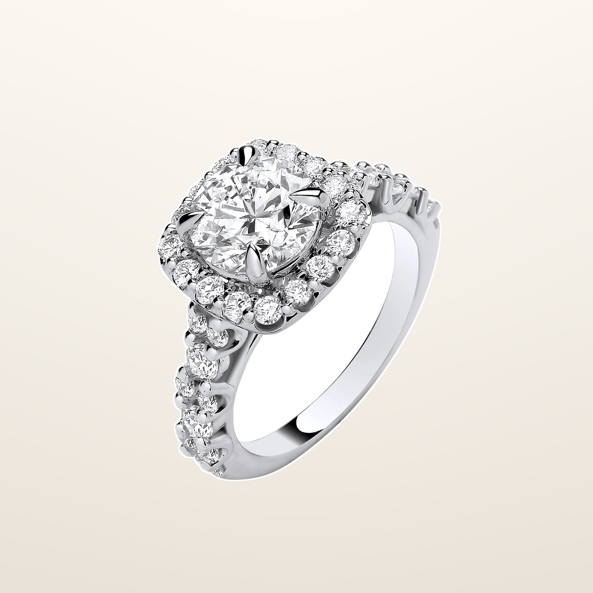 IT_ROLE:studio_clean | 9ct White Gold 3.05ctw Brilliant Cut Halo LAB GROWN Dress Ring IGI Certified