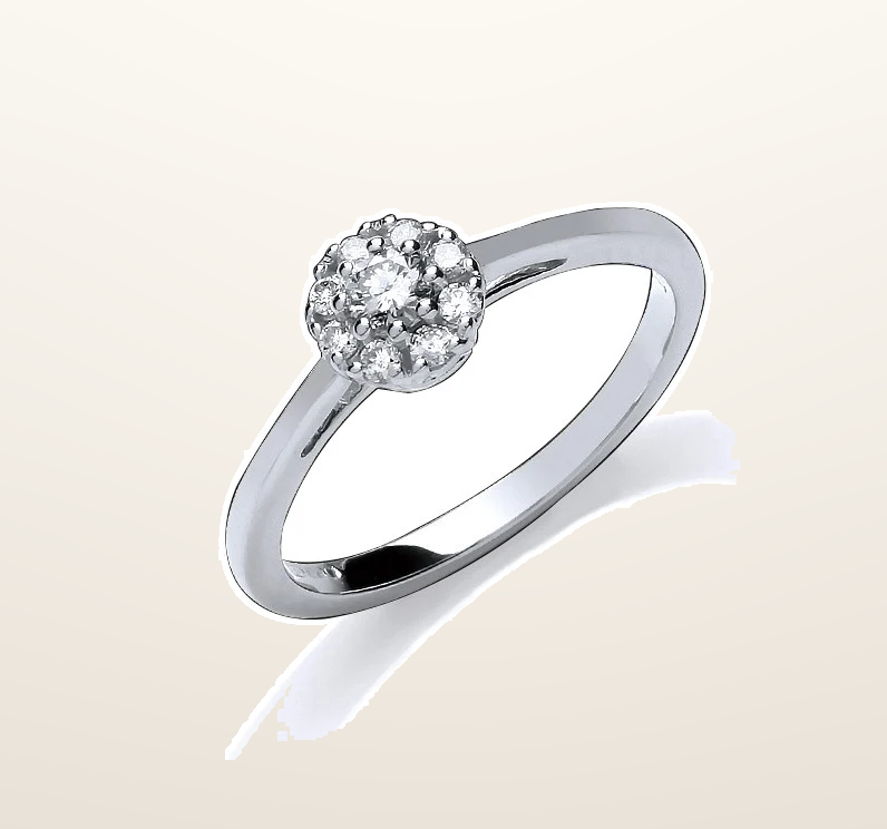 IT_ROLE:studio_clean | 9ct White Gold Claw Set Cluster 0.20ct Diamond Ring