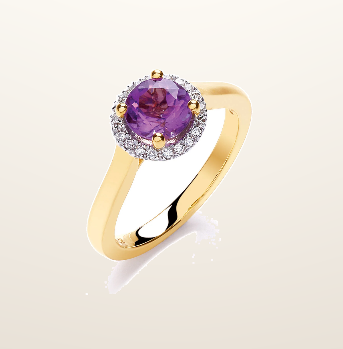 IT_ROLE:studio_clean | 9ct Yellow Gold 0.08ct Diamond 0.75-1.00ct Amethyst Ring