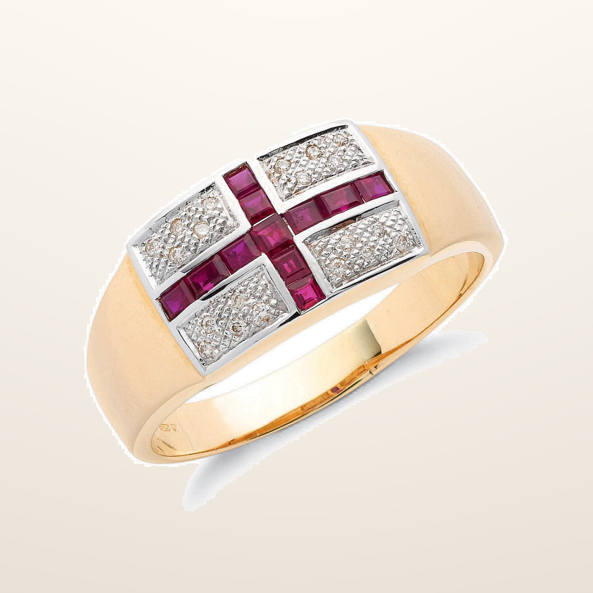 IT_ROLE:studio_clean | 9ct Yellow Gold 0.10ct Diamond & 0.70ct Ruby Saint George Ring