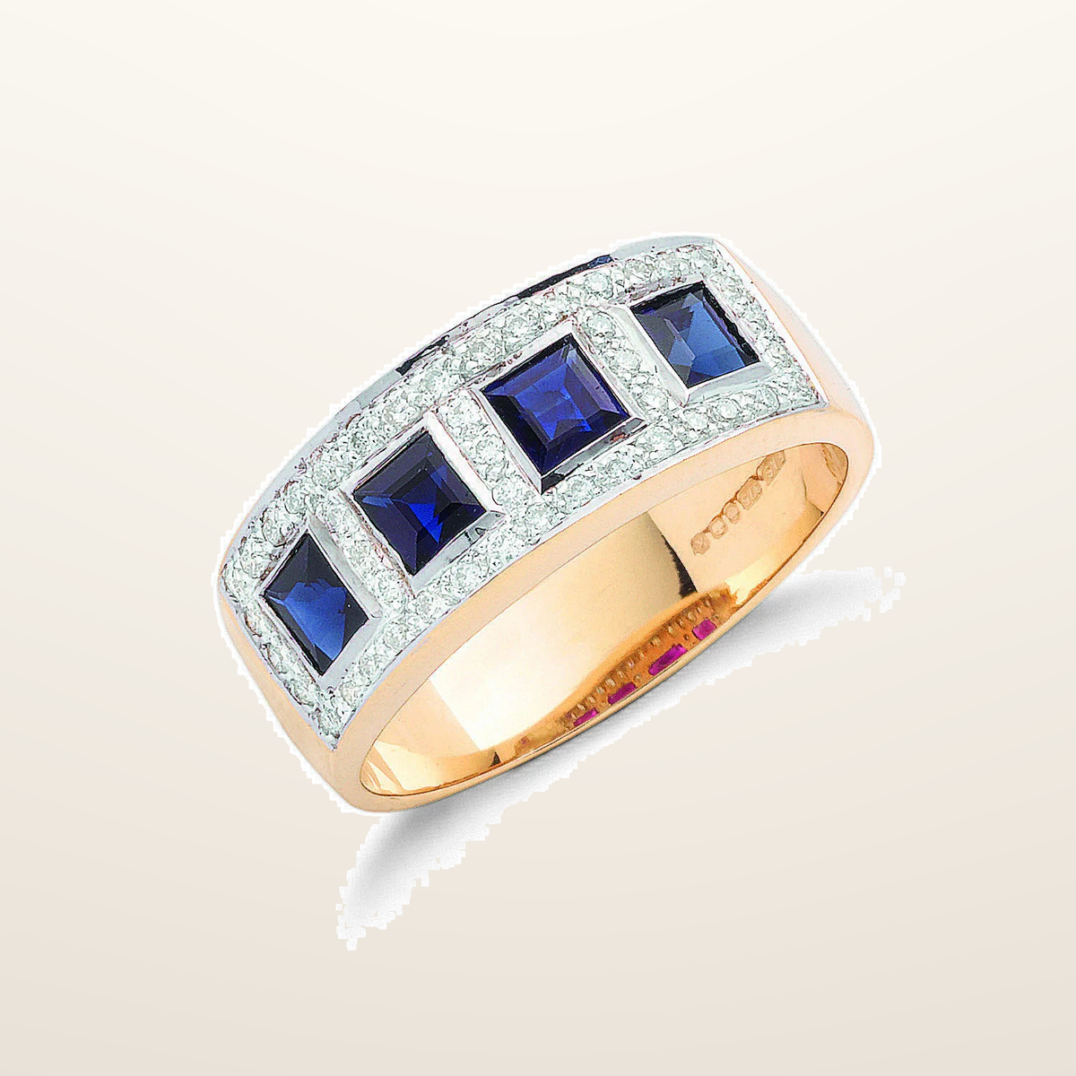 IT_ROLE:studio_clean | 9ct Yellow Gold 0.22ctw Diamond & 0.60ctw Blue Sapphire Eternity Ring